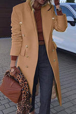 Coming In With Confidence Lapel Buttoned Pocket Long Sleeve Coat