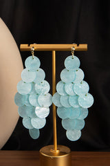 Resort Style Colorful Round Shell Tassel Earrings
