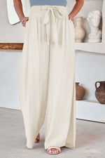 High Waist Pocket Tie Long Pants