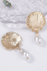 Fashionable Light Luxury Alloy Scallop Imitation Pearl Earrings