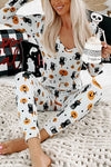 Ghost Country Halloween Print Long Sleeve Lounge Jumpsuit