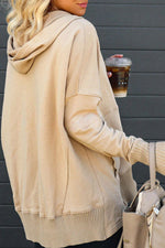 Coffee Perks Cotton Pocketed Henley Hoodie