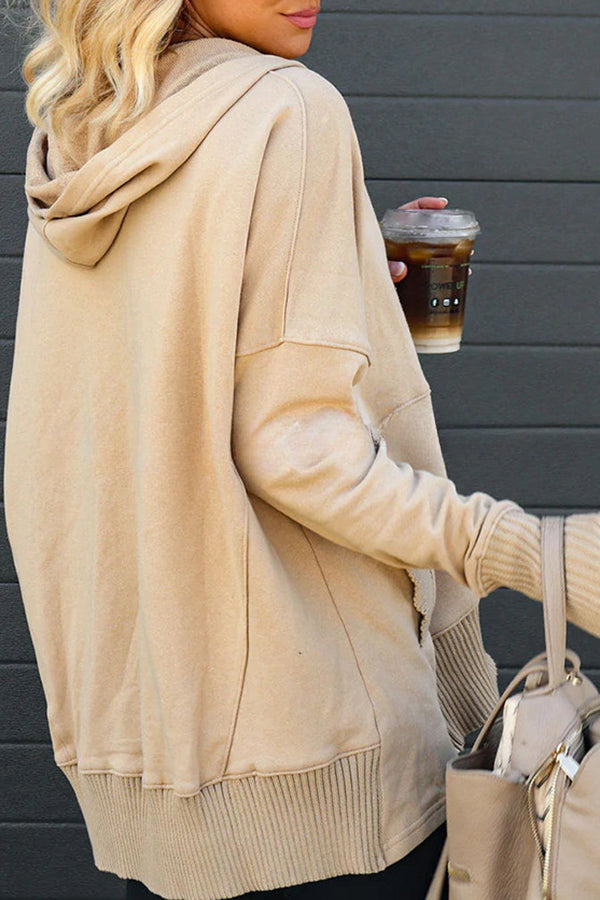 Coffee Perks Cotton Pocketed Henley Hoodie