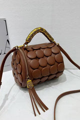Cylindrical Classic Button Handmade Shoulder Bag