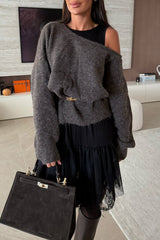 Upper East Chic Knit Wide Neck Long Sleeve Relaxed Sweater