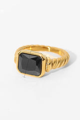 Fashionable Inlaid Zircon Stainless Steel Gold-plated Ring