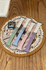 Fashionable Genuine Leather Lychee Pattern Double C Magnetic Buckle Watch Strap