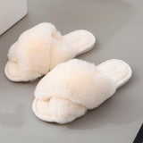 Plush cross-floor cotton slippers