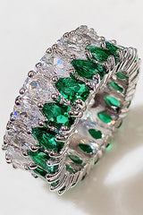 Light Luxury Double Row Drop Zircon Ring