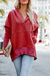 Coffee Perks Cotton Pocketed Henley Hoodie