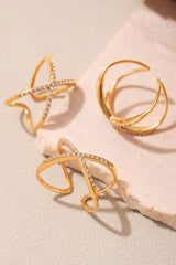Elegant Super-shiny Zircon Star and Moon Irregular Geometric Ring