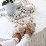Plush cross-floor cotton slippers