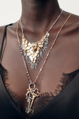 Fashionable Sequined Tassel Key Multi-layer Exaggerated Necklace
