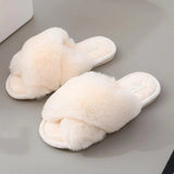Plush cross-floor cotton slippers