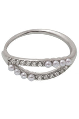 Fashionable Double-layer Inlaid Rhinestone Pearl Ring
