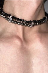 Fashionable Iris Elegant Silver Pearl Necklace