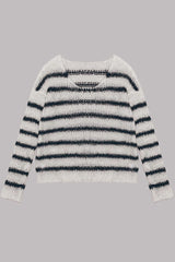 Time for Warmer Layers Fluffy Stripes Relaxed Knit Sweater
