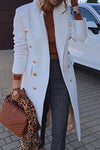 Coming In With Confidence Lapel Buttoned Pocket Long Sleeve Coat