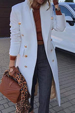 Coming In With Confidence Lapel Buttoned Pocket Long Sleeve Coat