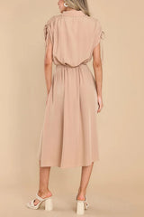 My Favorite Moments Pocketed Ruched Adjustable Waist Midi Dress