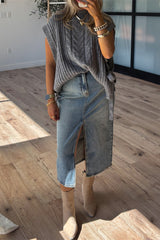 Solid Color Loose Sleeveless Tie Casual Knit Sweater