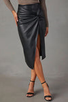 Like Wow Leather Twist Zip Skirt