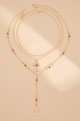Fashionable Diamond Cross Chain Elegant Multi-layered Necklace