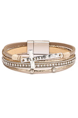 Bohemian Cross Diamond Magnetic Clasp Bracelet