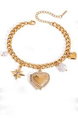 Fashionable Heart Shaped Embellished Bracelet
