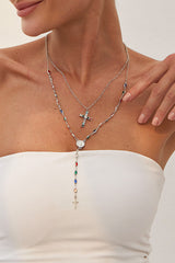 Fashionable Diamond Cross Chain Elegant Multi-layered Necklace