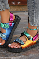 Fashionable Colorful Prism-shaped Thick-soled Beach Sandals