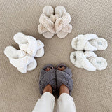 Plush cross-floor cotton slippers