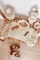 Fashion Woven Open Tassel Tote