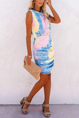Tie-dye Smocked Cotton-blend Dress