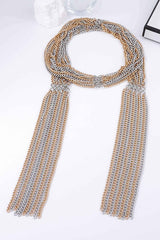 Exaggerated Layered Metal Chain Scarf