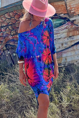 Wonderful Life Tie-dye Print Stretch Oversized Mini Dress
