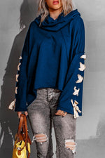 Lace Up Hooded Dolman Sleeve Hoodie