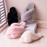 Plush cross-floor cotton slippers