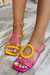 Fashionable and Casual Color-blocked Simple Flat Sandals