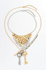 Fashionable Sequined Tassel Key Multi-layer Exaggerated Necklace