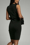 Elisa Round Neck Mesh Stitch Pencil Mini Dress