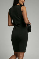 Elisa Round Neck Mesh Stitch Pencil Mini Dress