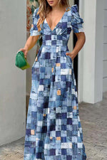 Milly Printed Puff Sleeve Pocketed Wide Leg Jumpsuit
