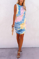 Tie-dye Smocked Cotton-blend Dress
