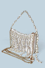 Fashionable Pearl Irregular Beaded Tassel Bag