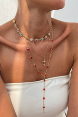 Fashionable Diamond Cross Chain Elegant Multi-layered Necklace