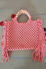 Fashion Woven Open Tassel Tote