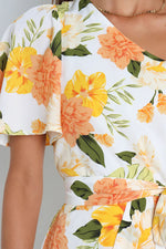 Kaycie Floral One Shoulder Belted Wrap Midi Dress